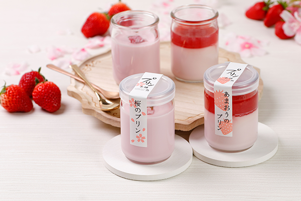 『あまおうのプリン』と『桜のプリン』／出典：侍ファクトリー